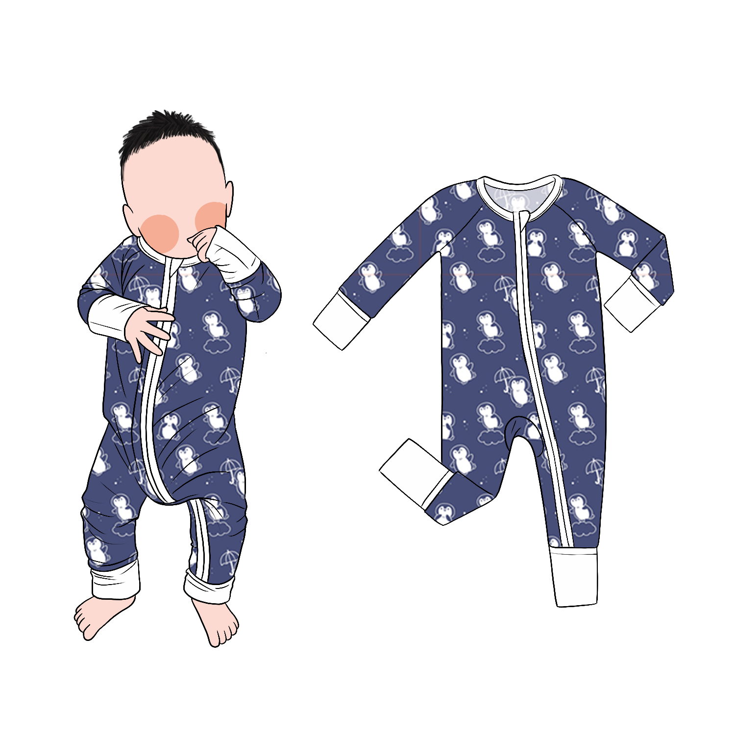 Hot Selling Boy Bamboo Romper Colorful Print Infant Bodysuit with YKK Convertible Zipper Casual for Autumn Season - Image 6