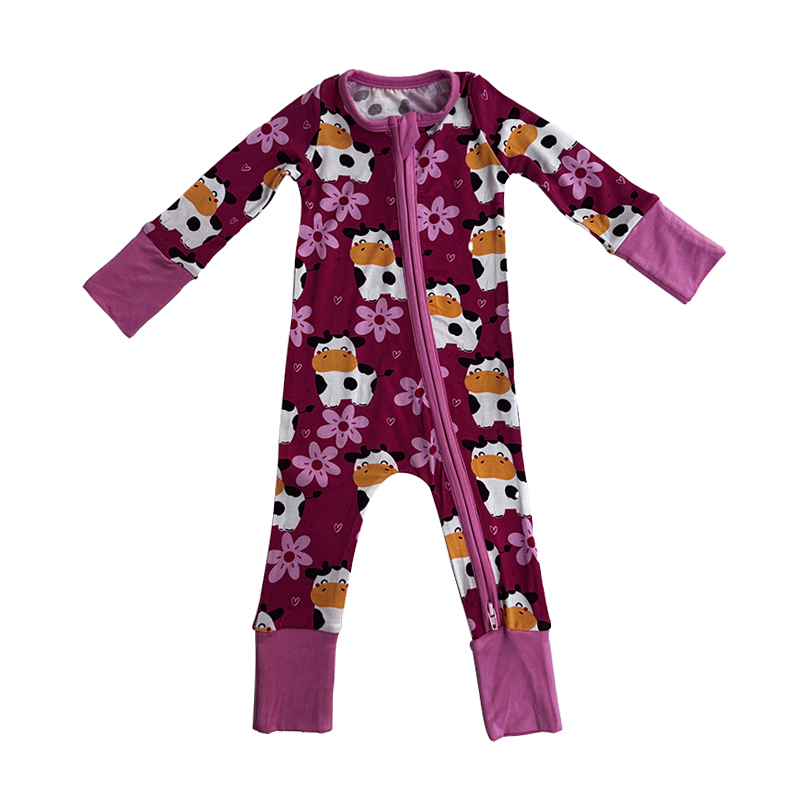 2pcs Wholesale Baby Sister Boys Bamboo Soft Comfortable Winter Slpeepwears Convertible Zippered Romper Set - Image 3