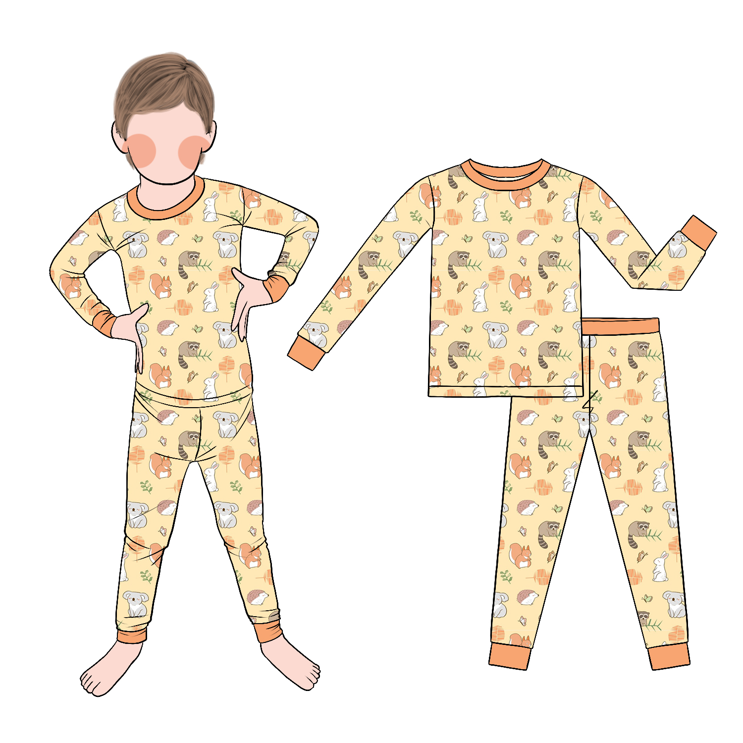 Latest Hot Sale Casual Kids Outfits Boys Bamboo Pajamas with Long Sleeves and Pants Autumn Denim Print Baby Gift Clothing - Image 5