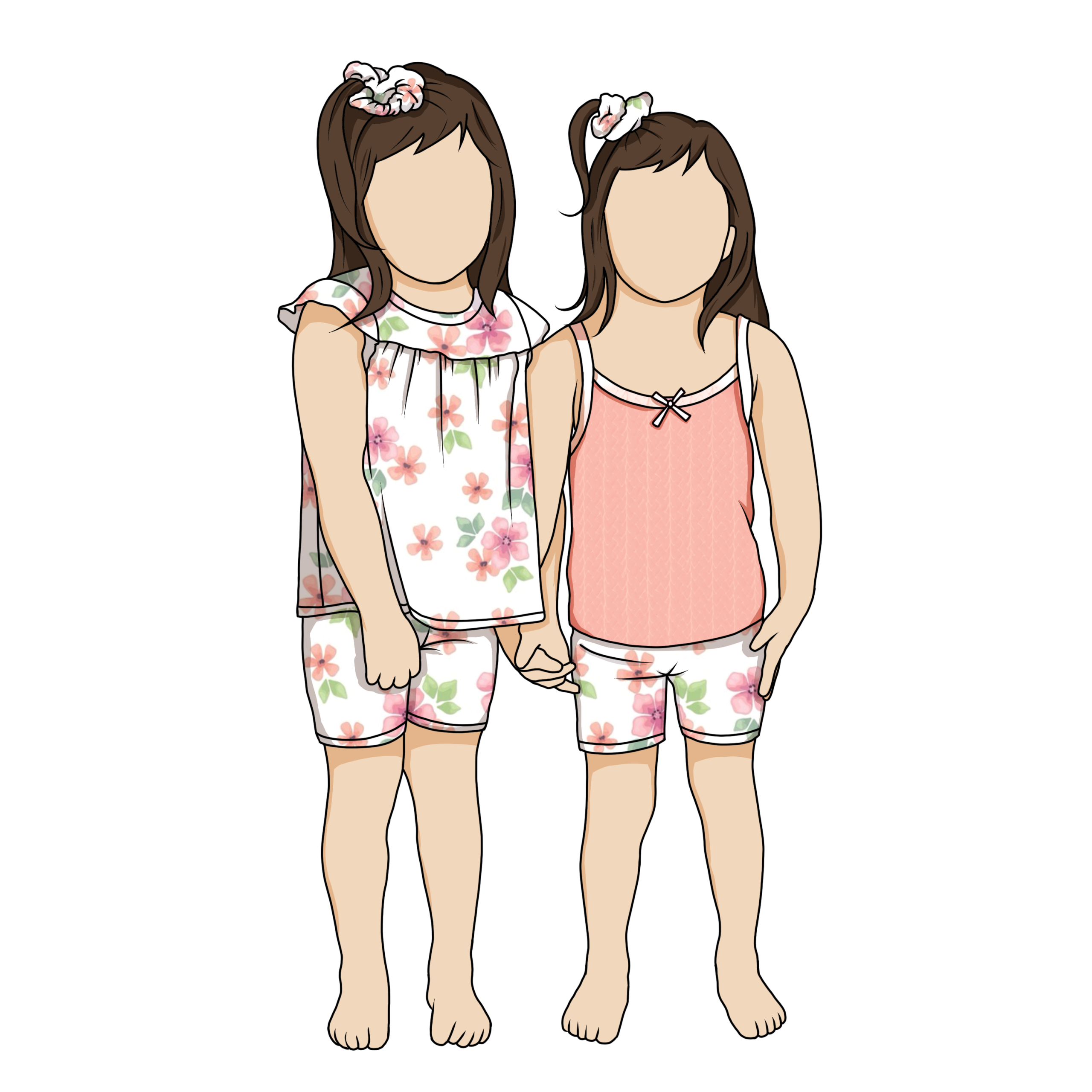 Customized 2pcs Printed Summer Ruffled Neck Short Sleeves Camisole Cute Floral Baby Girls Clothing Set - Image 5