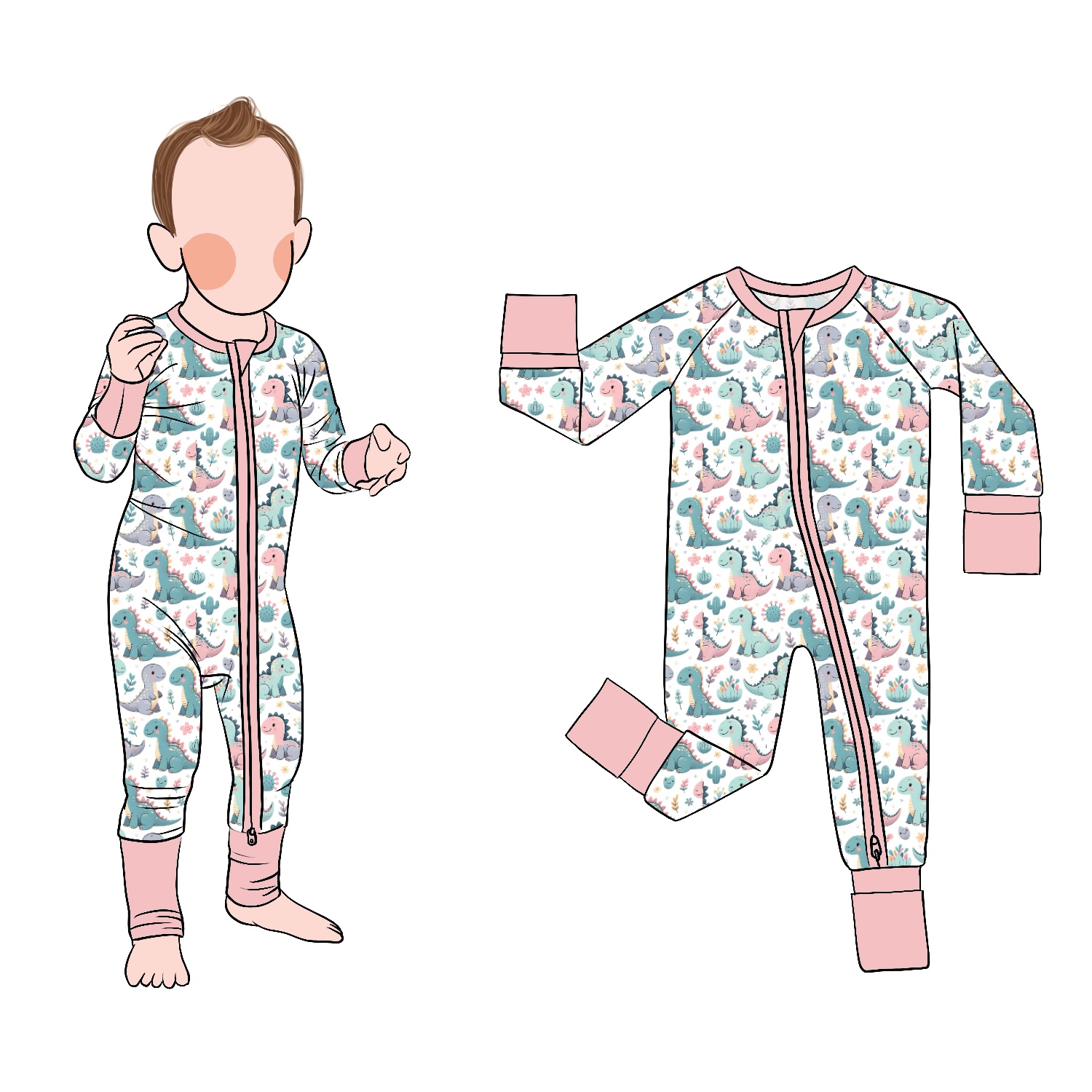 New Arrival Luxuriously Soft Bamboo Zipper One-Piece Romper Set for Infants Customized Pajamas for Boys for Kids - Image 6