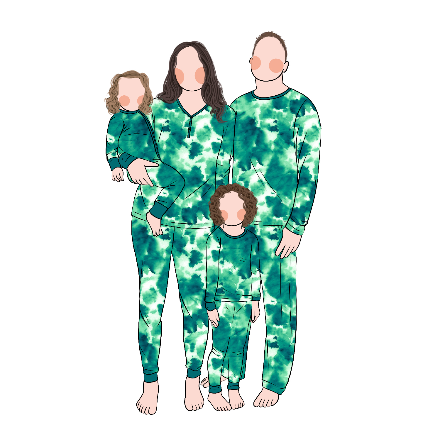 New Style Promotional Breathable High Quality Custom Designs Tie-dye Family Matching Shirts and Pants Suit Pajamas Clothing Set - Image 6