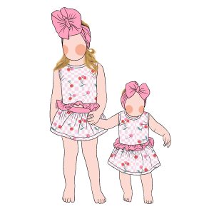 High-quality New Children's Girl Baby Premium Set with Sleeveless Top and Short Summer Two-Piece Set