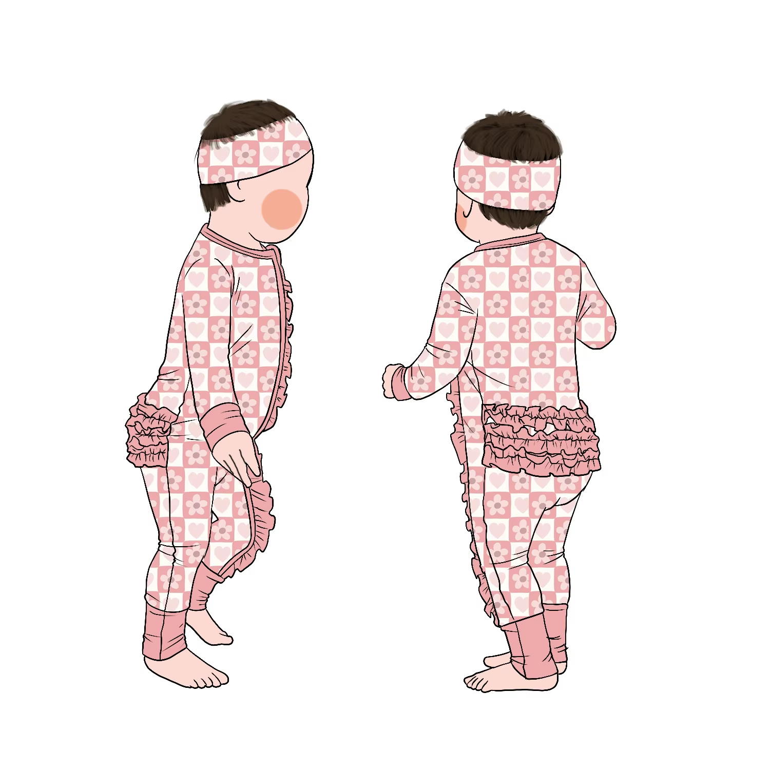 New Arrived High Quality Cute Baby Zipper Butt Ruffle Long Sleeved Pants Romper with Zipper for Easy On/Off Suitable Daily Use