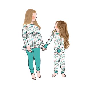 New Style Spring Custom Printed Long Sleeve Milk Protein Fabric Sister Matching Tunic Set with Leggings Baby Girls Clothing Sets