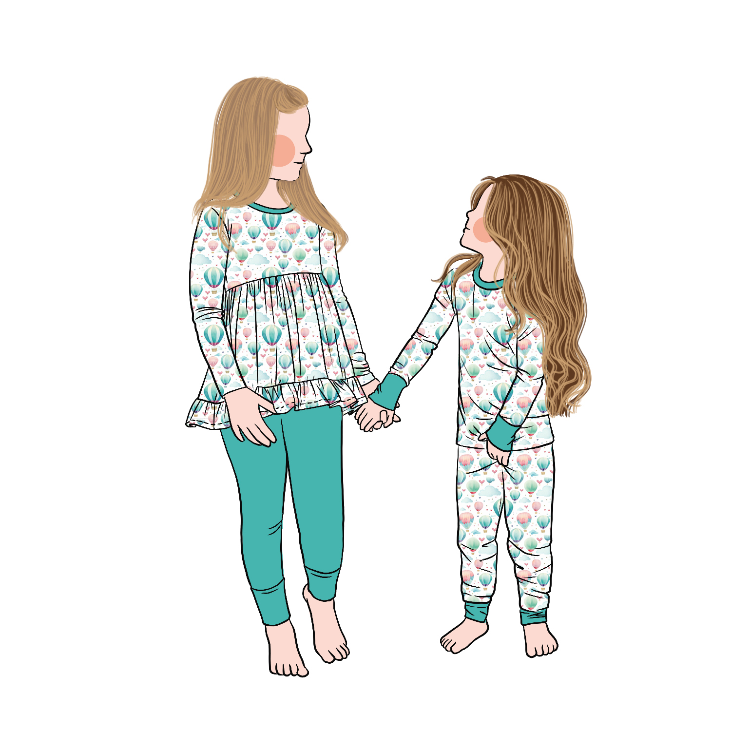 New Style Spring Custom Printed Long Sleeve Milk Protein Fabric Sister Matching Tunic Set with Leggings Baby Girls Clothing Sets