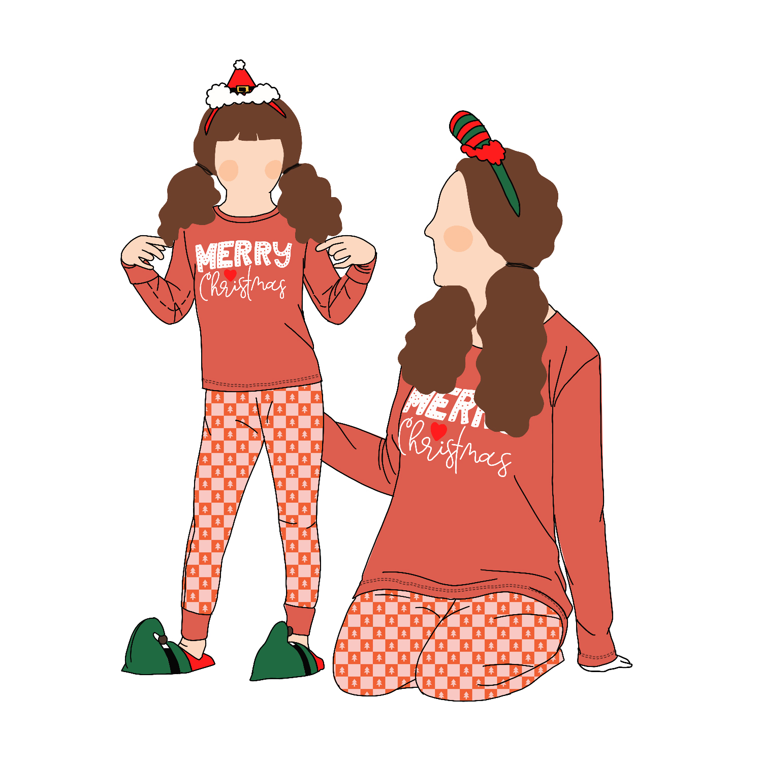 High Quality Popular Fashion 2pcs Mommy and Me Christmas Parent-Child Clothing Sleepwear Kids Girls Pajamas Set 3 Years - Image 6