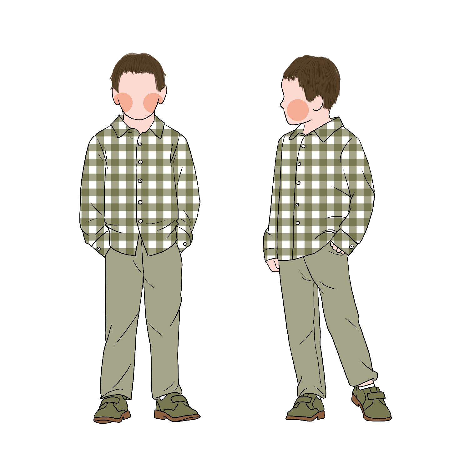 Gingham Design Fall Polo Neck Kids Two Piece Plaid Shirt and Pants Baby Clothes Sets Boys Outfit - Image 6