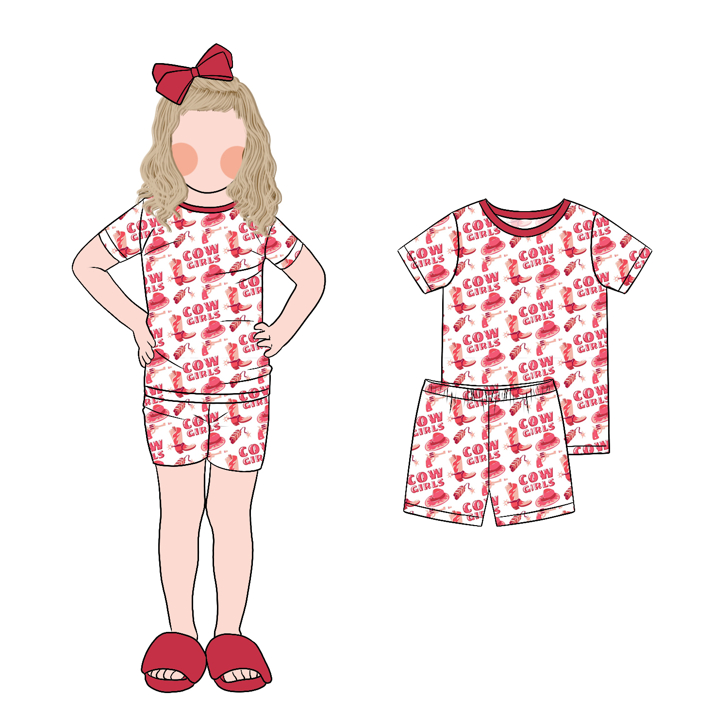 Custom Cool and Comfortable Summer Girls Short Sleeves T-Shirt Top and Shorts Clothing Set for Baby Girls - Image 5