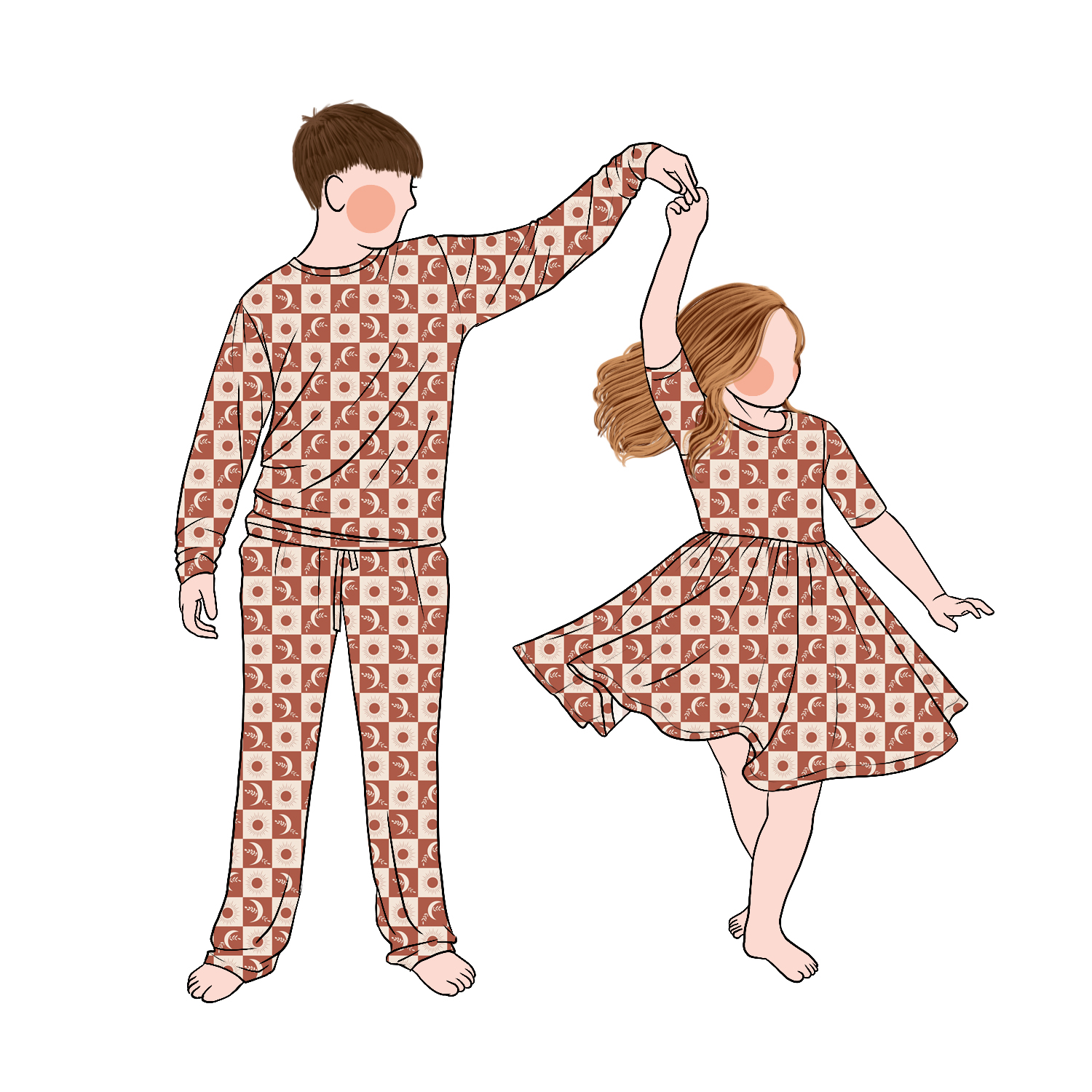 Wholesale Milk Protein Fiber Protein Fiber Flutter Long Sleeves Boy 2pc Set Match Girl Twirl Dress for Casual Wear - Image 6