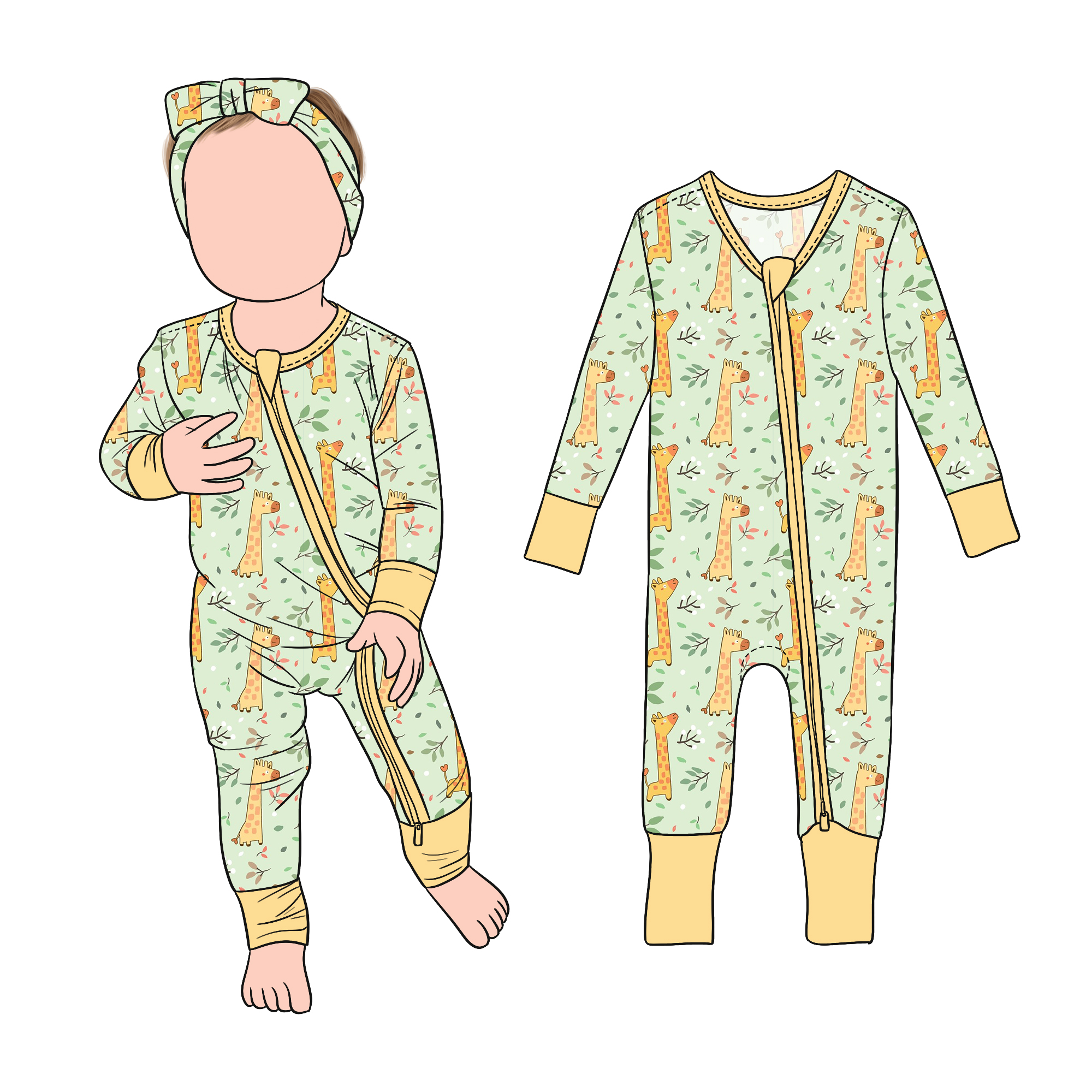 Factory Directly Wholesale Simple Printed Bamboo Stretchy Baby Convertible Romper for Toddler Kids - Image 3