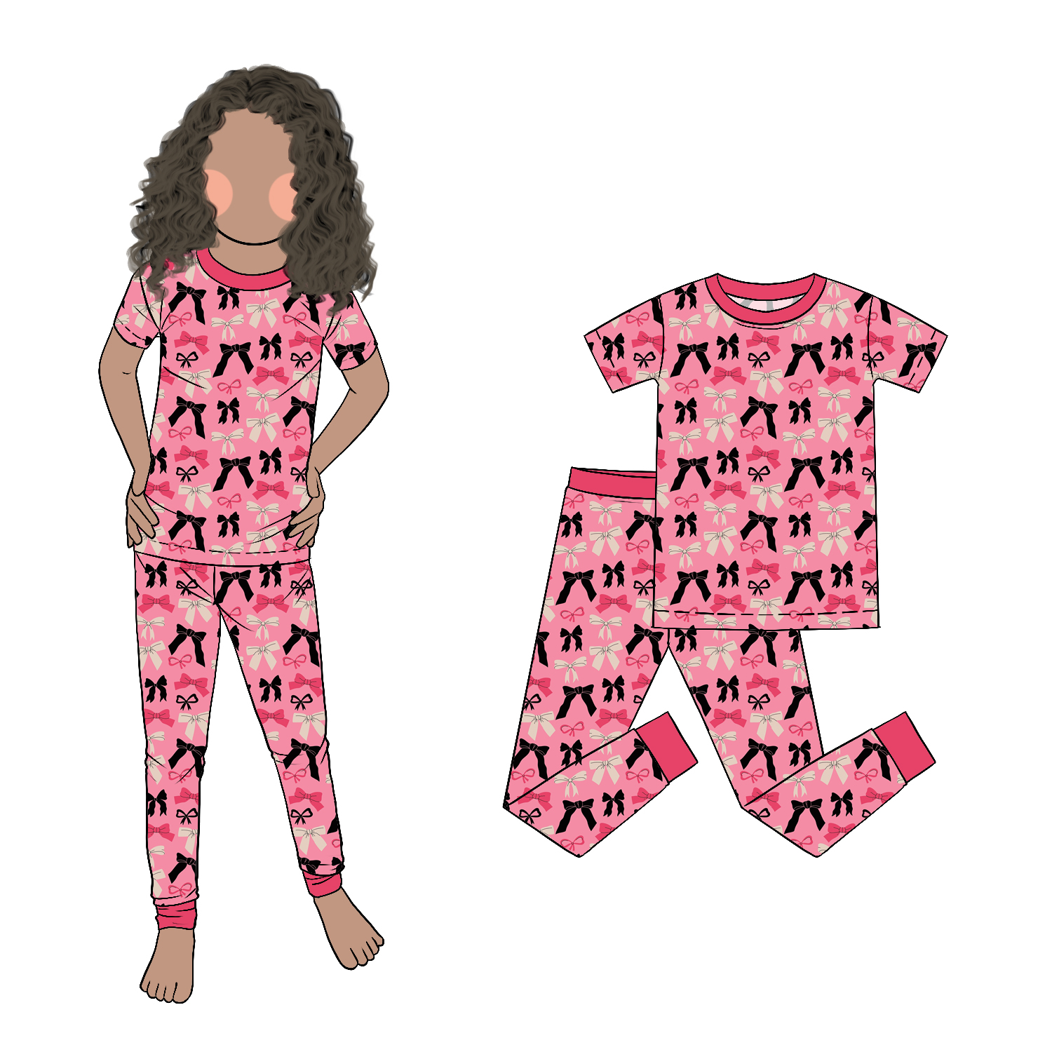 New Arrived High Quality Short Sleeve and Pants Organic Bamboo Fabric Toddler Outfit Sleepwear Girls Boutique Spring Set - Image 5