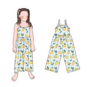 Summer Cool Outfit Versatile Practical Sweet 4 Front Buttons Striped Prints Girls Tank Shorts Romper