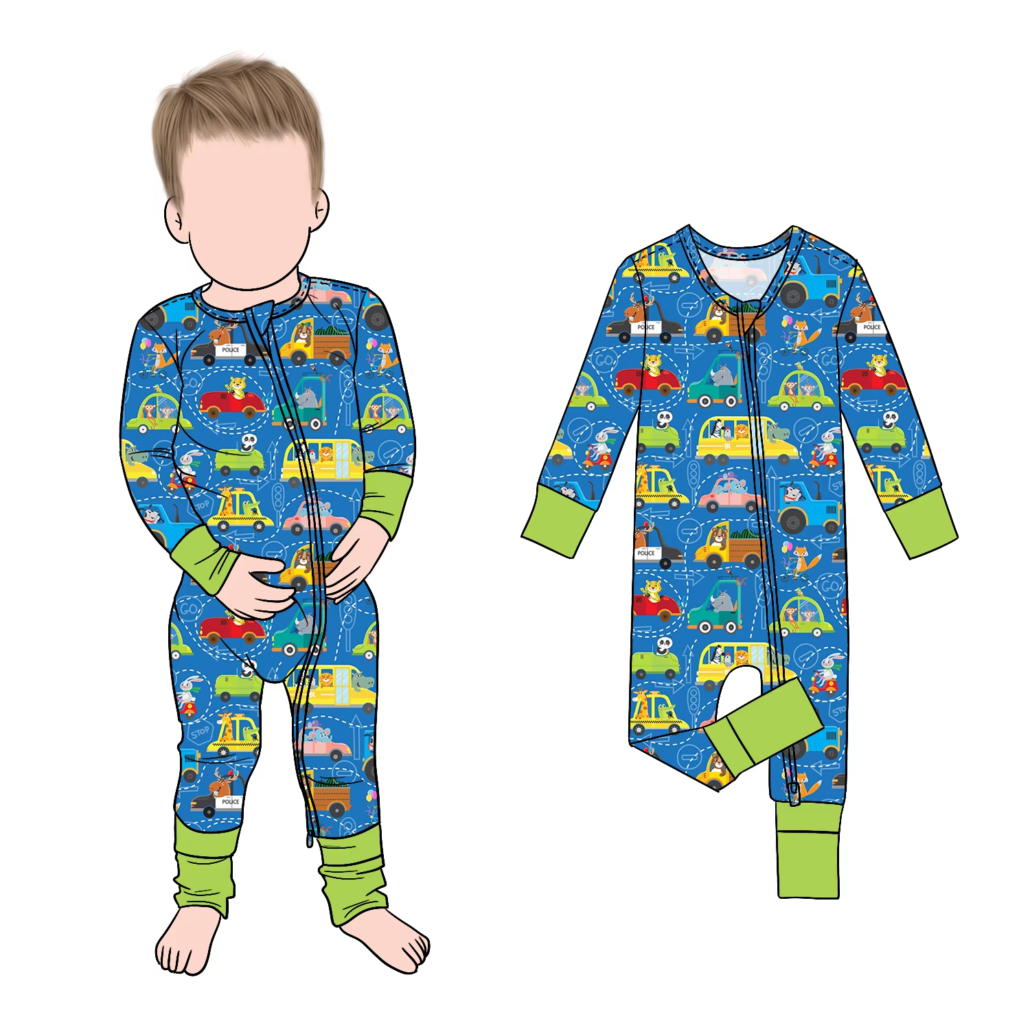 Hot Selling Fashion High Quality Cute Design Animals Printed Bamboo Baby Playwear Romper Footed Onesie - Image 5
