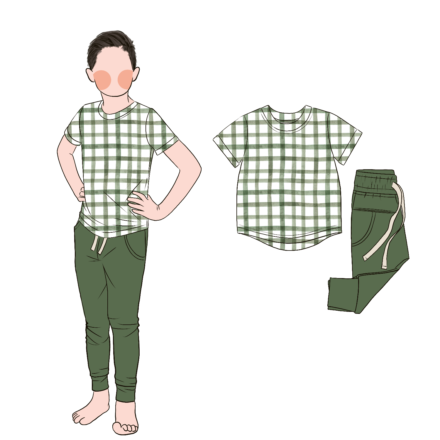 Milk Protein Fiber Boy Toddler Boys Clothing Sets 2pc Plaid Children Shorts Sleeve Shirt With Drawstring Pants Set - Image 2