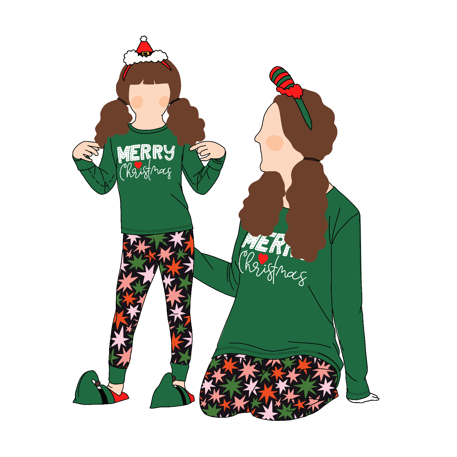 High Quality Popular Fashion 2pcs Mommy and Me Christmas Parent-Child Clothing Sleepwear Kids Girls Pajamas Set 3 Years - Image 2