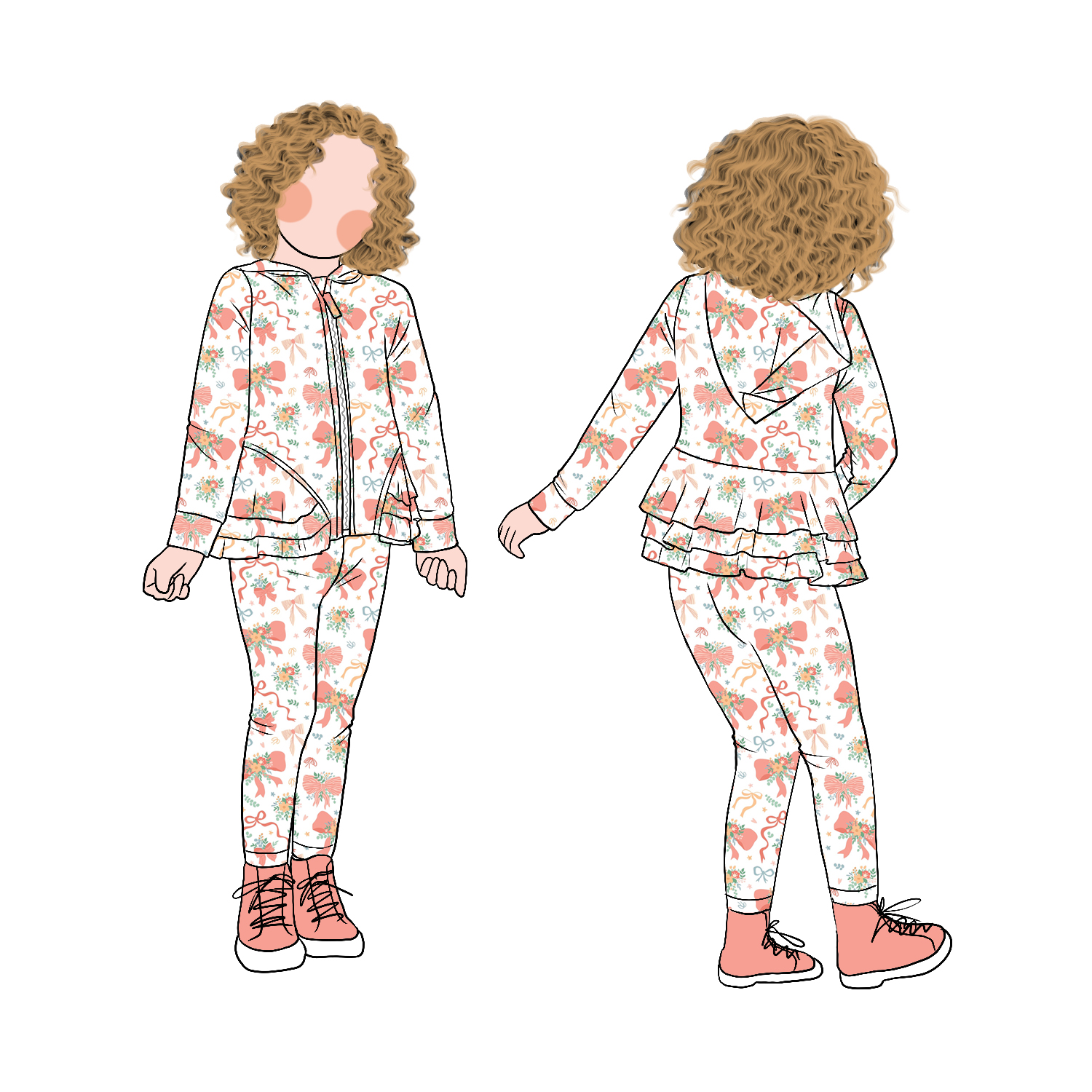 Good Quality Promotional Autumn/Winter Style Girls Ruffle Zipper up Hoodie Top with Legging Sets Suitable for Daily Outdoor Wear - Image 4