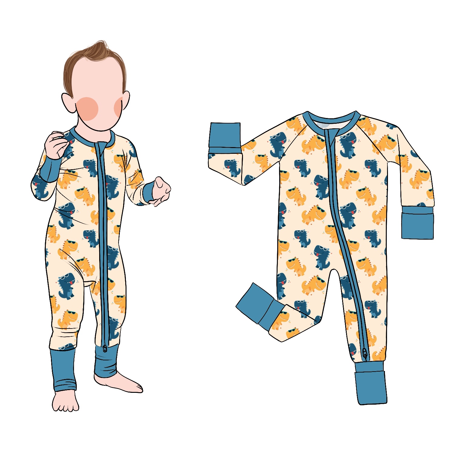 New Arrival Luxuriously Soft Bamboo Zipper One-Piece Romper Set for Infants Customized Pajamas for Boys for Kids - Image 3