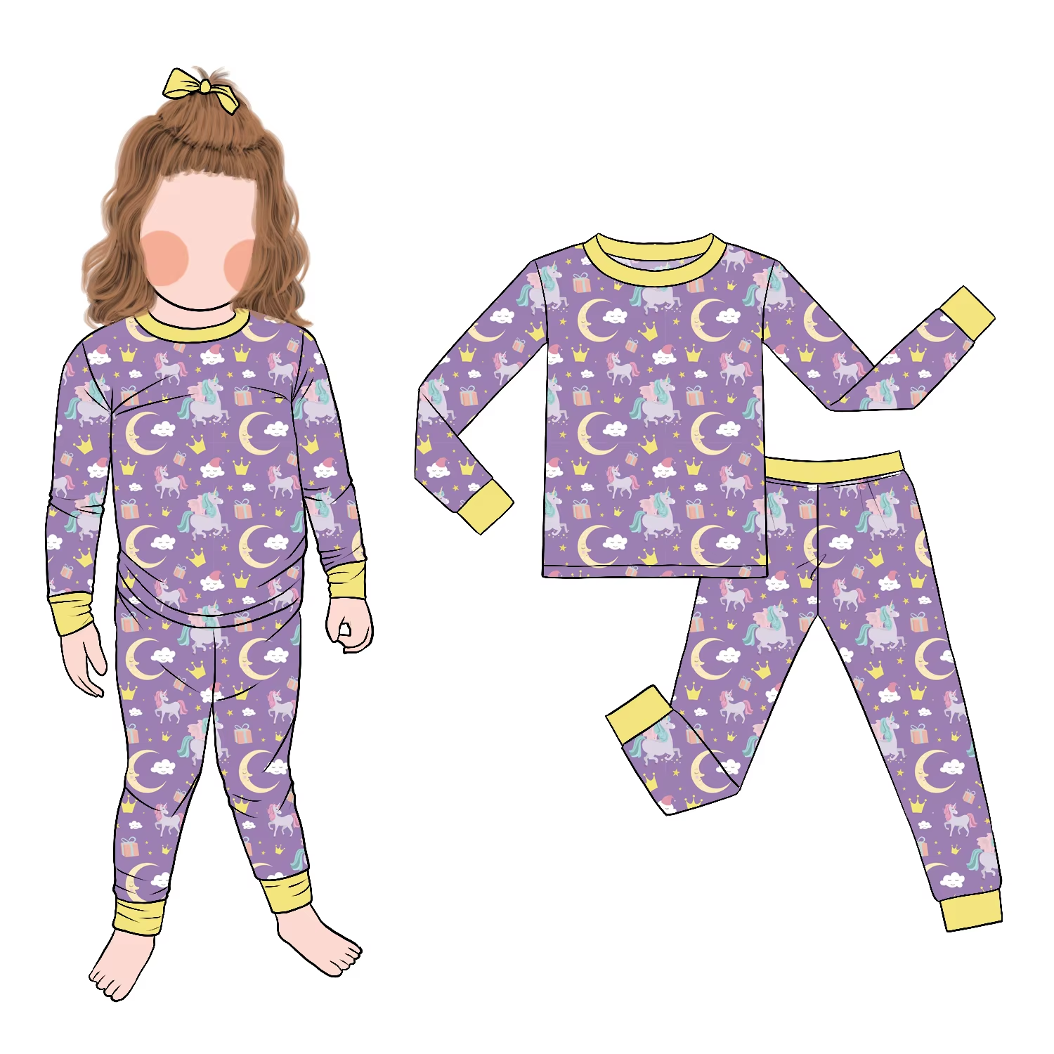 Bamboo Wholesale Baby Girls Long Sleeve and Pants Spring Autumn Pajamas Soft and Comfortable Children's Home Boutique Set - Image 3