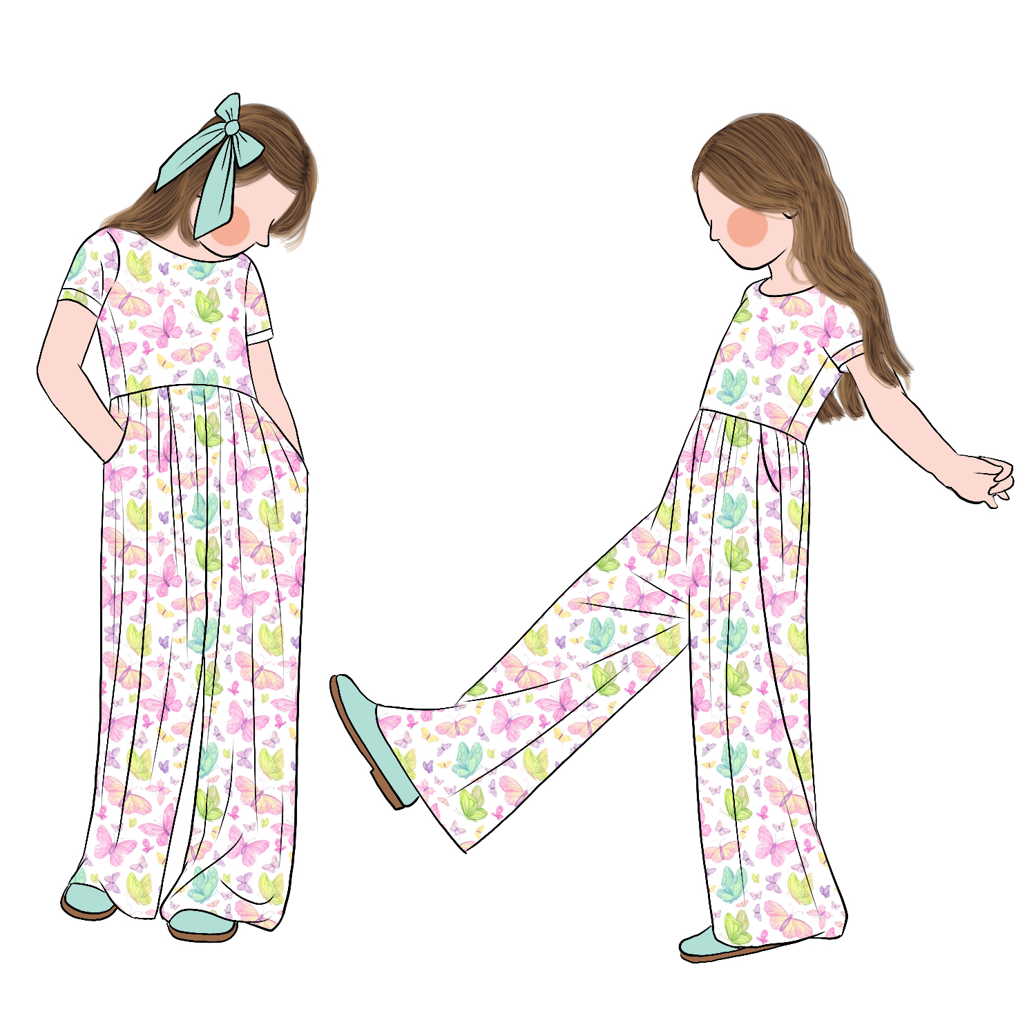 Wholesale Causal Comfortable Girls Flower Printed Short Sleeves Leggy Romper with Side Pockets for Kids Girls - Image 2