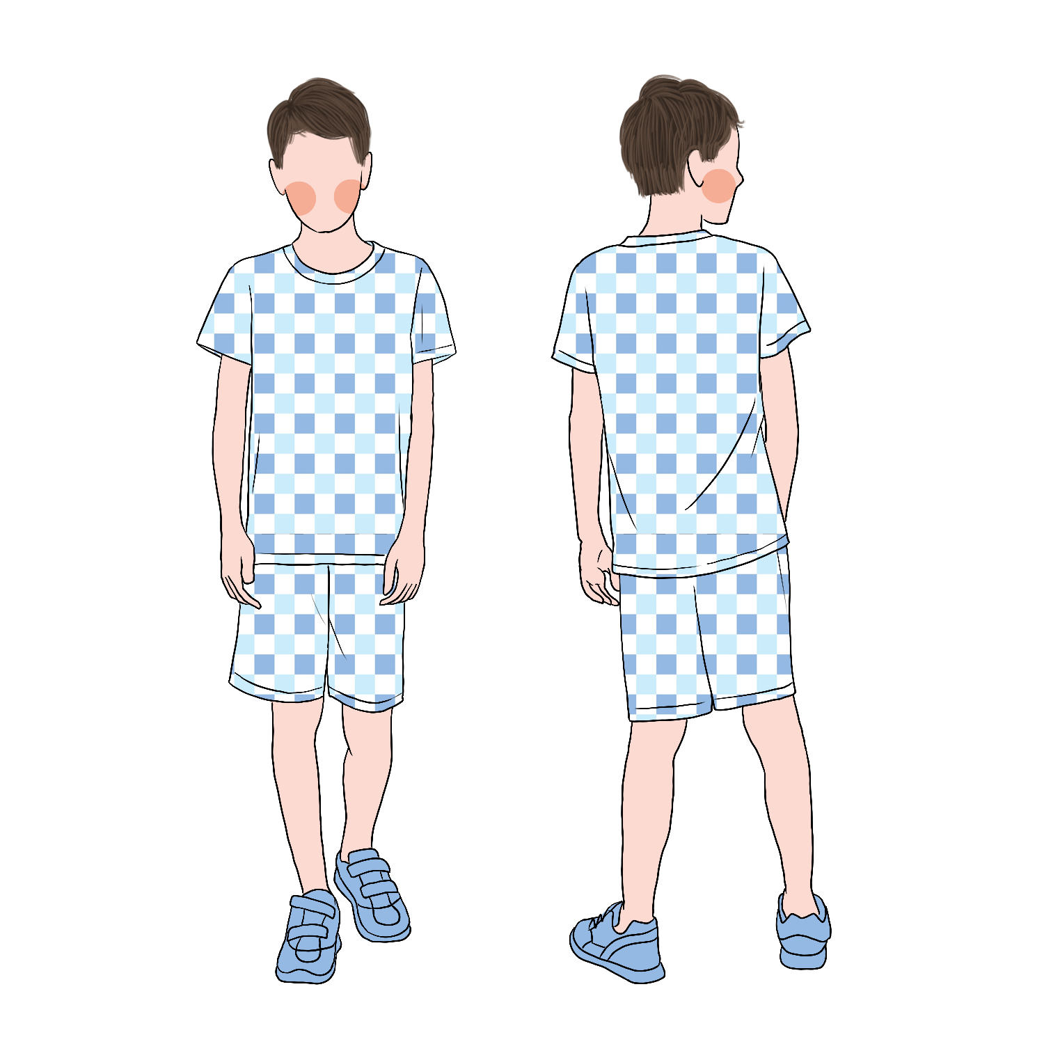 Hot Selling Custom Fashionable Summer 2pcs Kids Outfits Plaid Short Sleeves T-Shirt With Shorts Pant Boy Clothes Clothing Set - Image 2