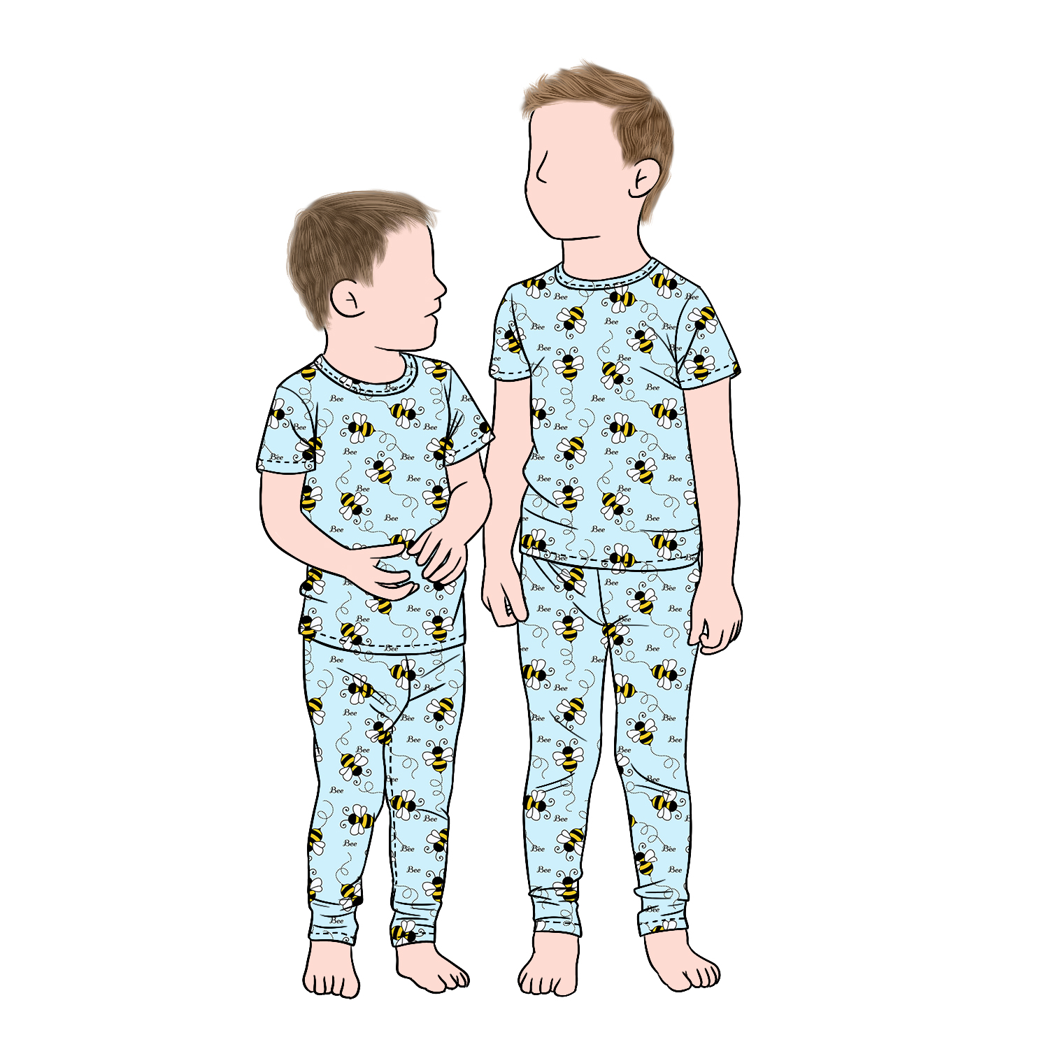 Custom Breathable Bamboo Fiber Fabric Printed Kids Boy Short Top and Pants Pajamas Set for Children - Image 4