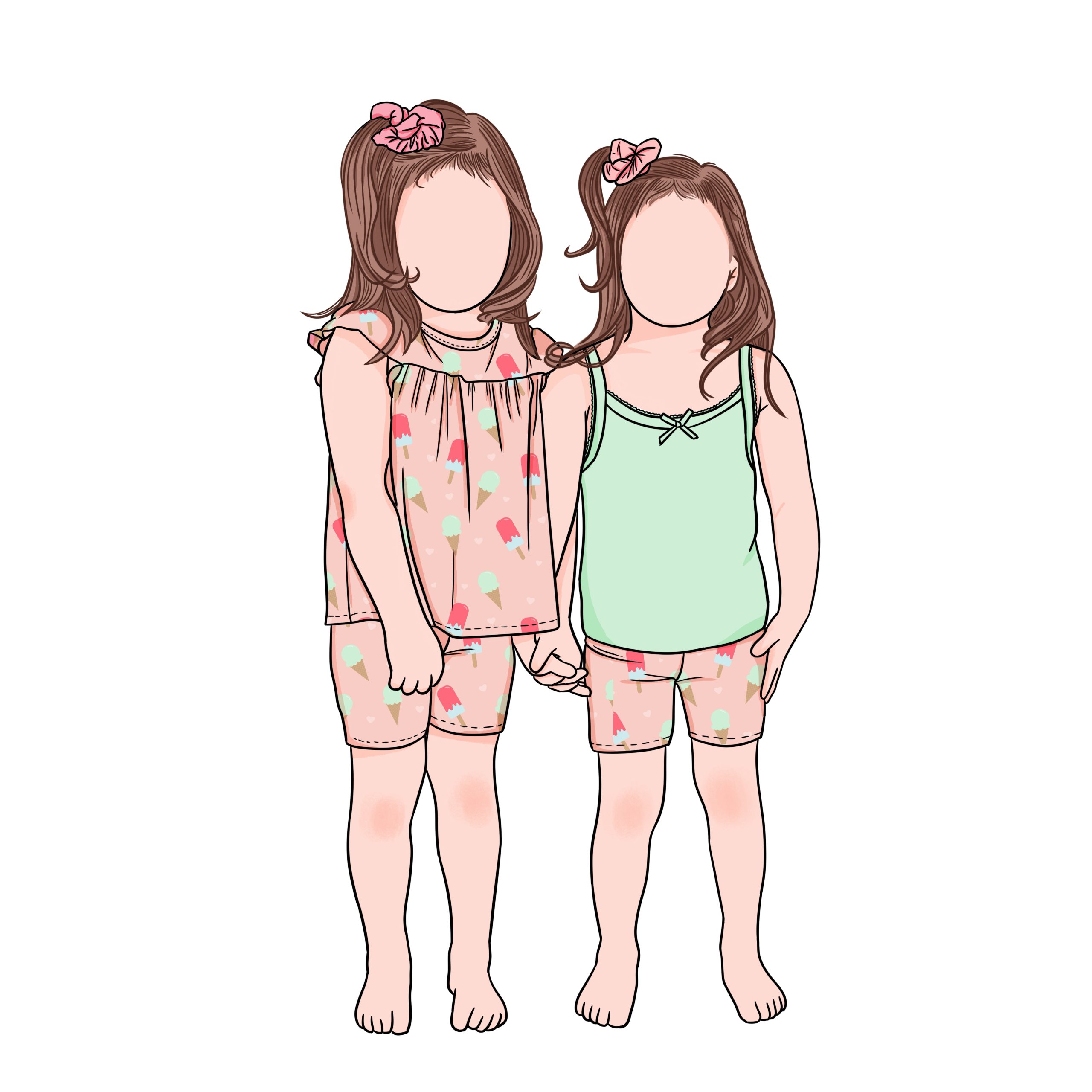 New Arrival Super Quality Sister Matching Summer 2pc Girls Shorts Set Printed Casual 2pcs Kids Girls Clothing Sets - Image 2