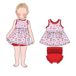 Best Sell Wholesale Girls Sleeveless Vest Dress Tunic Set with Butt Ruffle Shorts Household Clothes