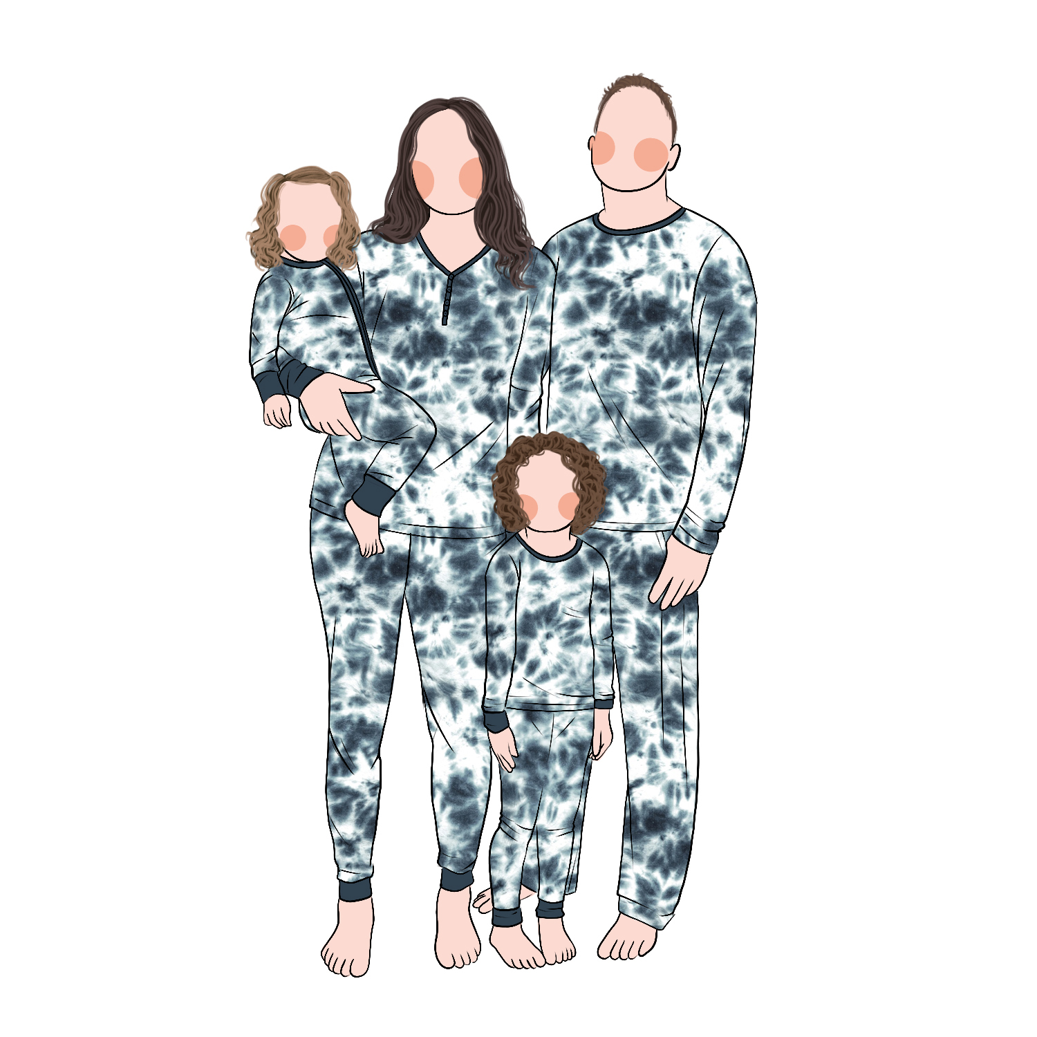 New Style Promotional Breathable High Quality Custom Designs Tie-dye Family Matching Shirts and Pants Suit Pajamas Clothing Set - Image 2