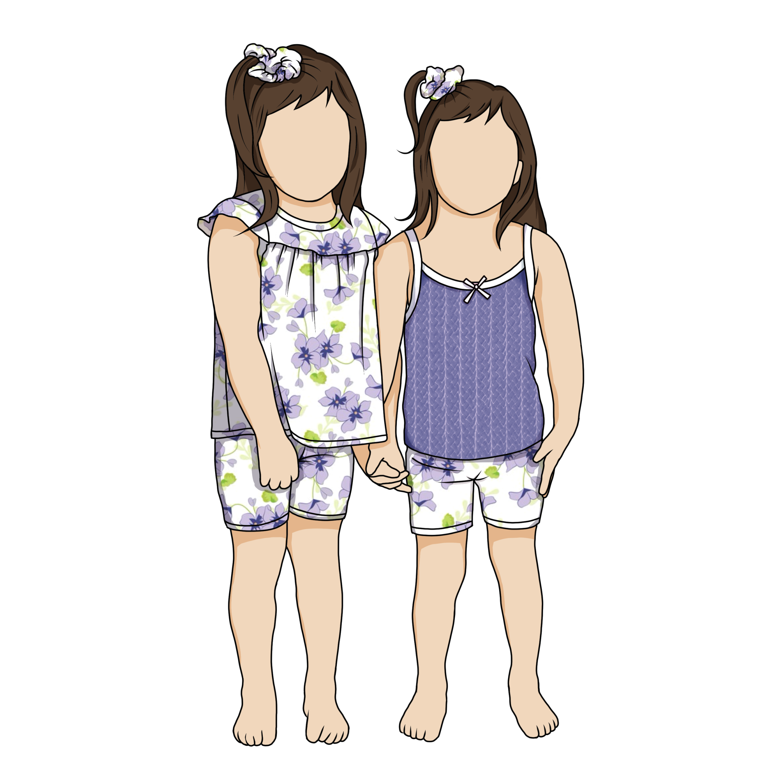 Customized 2pcs Printed Summer Ruffled Neck Short Sleeves Camisole Cute Floral Baby Girls Clothing Set - Image 6