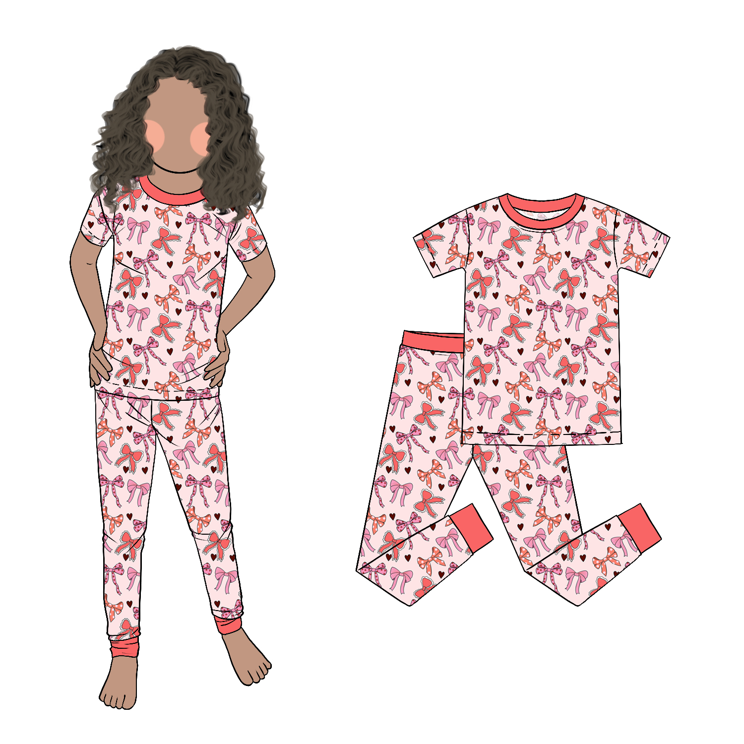 New Arrived High Quality Short Sleeve and Pants Organic Bamboo Fabric Toddler Outfit Sleepwear Girls Boutique Spring Set - Image 6