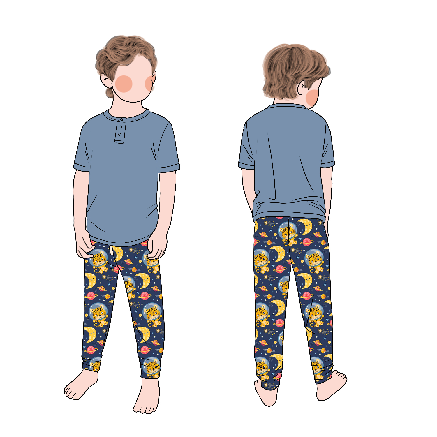 Best Sell Wholesale Bamboo Fabric Solid Color Short Sleeves Top Matching Jogger Pants Children's Leisure Summer Sportswear - Image 5