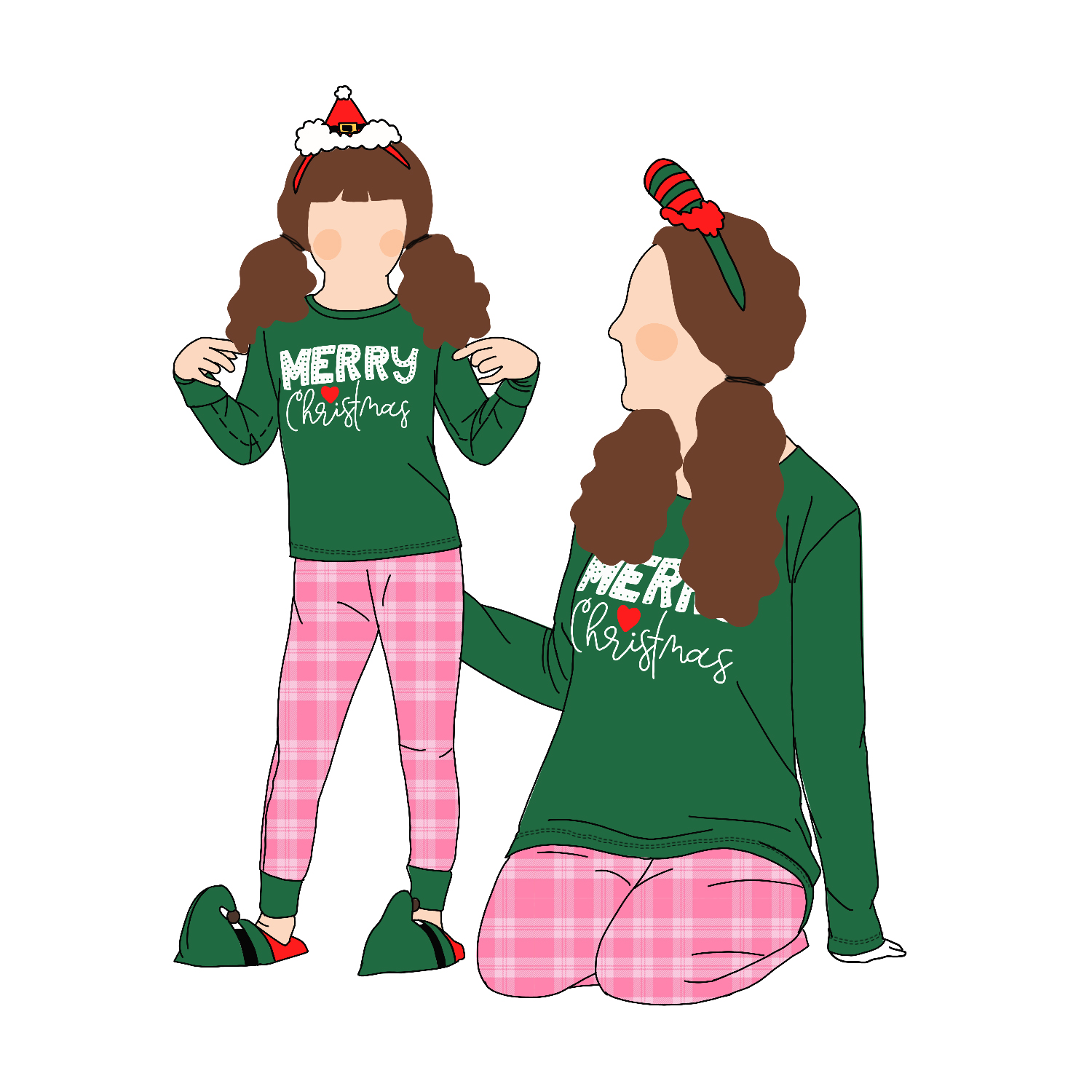 High Quality Popular Fashion 2pcs Mommy and Me Christmas Parent-Child Clothing Sleepwear Kids Girls Pajamas Set 3 Years - Image 3