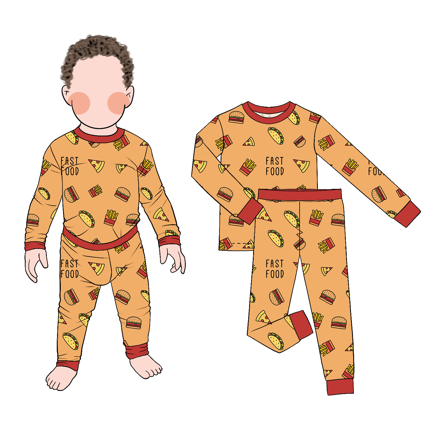 Good Quality Long Sleeve and Pants Two-piece Pajamas Spring Autumn 2pc Set with Buttons Kids Pajamas - Image 6