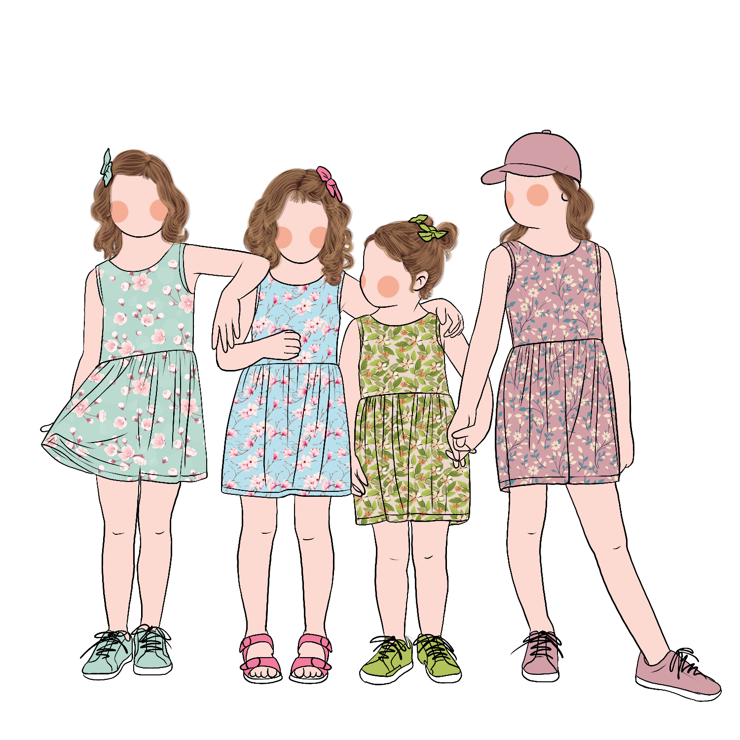 Wholesale Cute Sister Matching Set Girls Tank Top Jumpsuit with Two Side Pockets Outfits for Sisters Twin Sister Outfits - Image 4