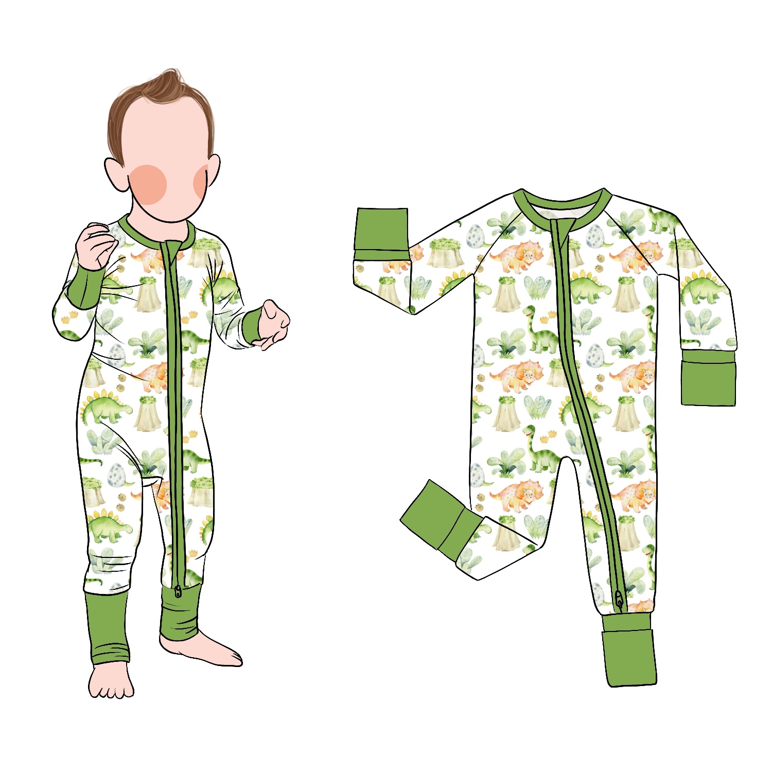 New Arrival Luxuriously Soft Bamboo Zipper One-Piece Romper Set for Infants Customized Pajamas for Boys for Kids - Image 4
