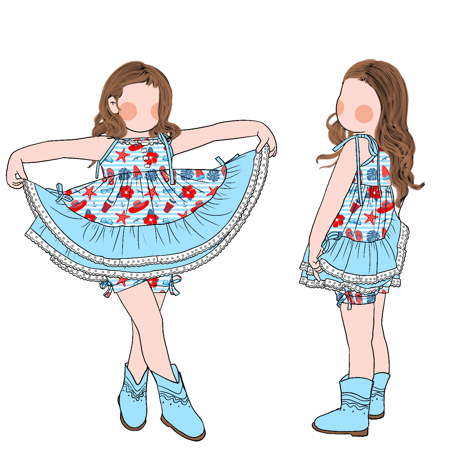 New Arrived High Quality Girls Ruffle Lace Tunic and Shorts Set Boutique Kids Girls Comfortable Summer Sets - Image 3