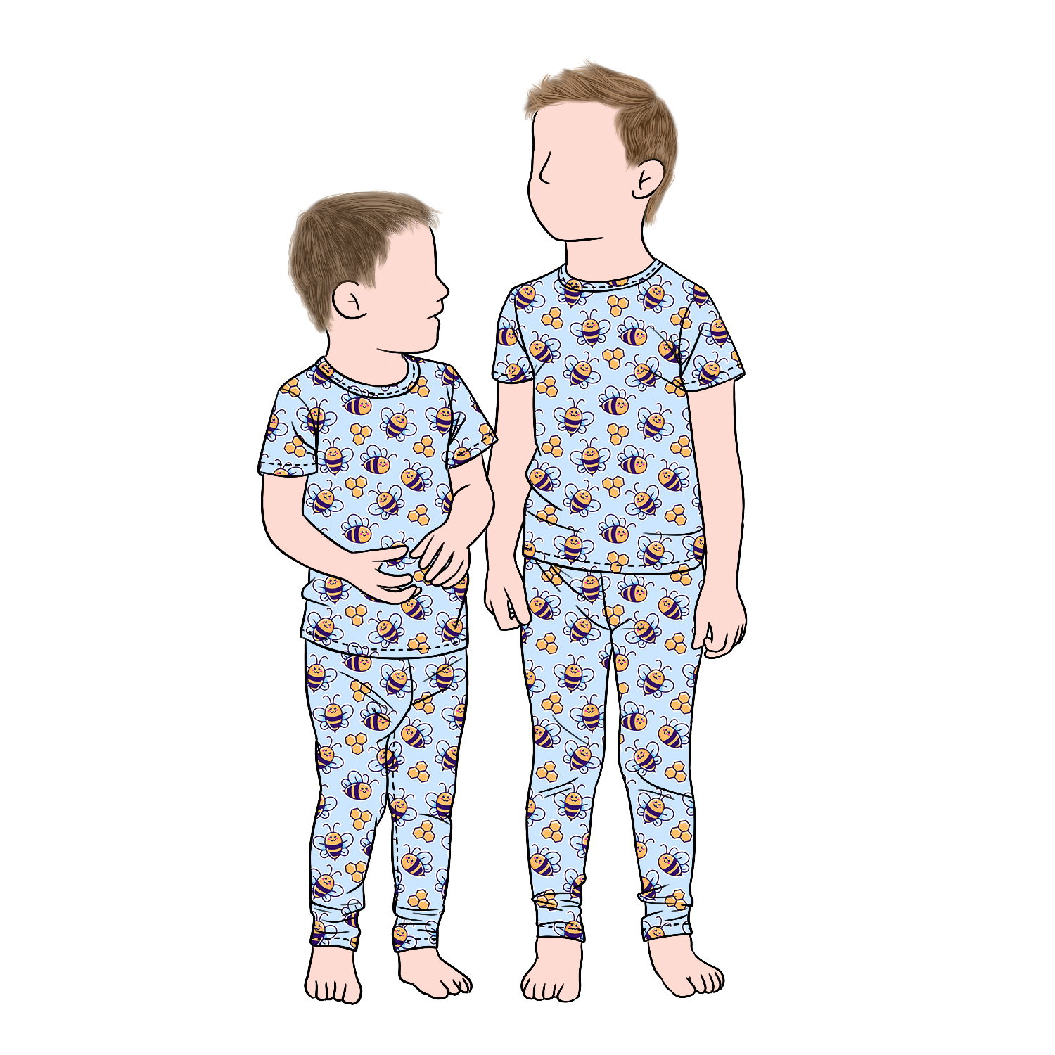 Custom Breathable Bamboo Fiber Fabric Printed Kids Boy Short Top and Pants Pajamas Set for Children - Image 5