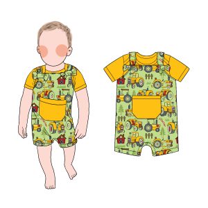 Latest Hot Sale Baby Boy Overall Set Solid Color Shirt with Pocket Shorts Romper Summer Casual Coolful Clothing