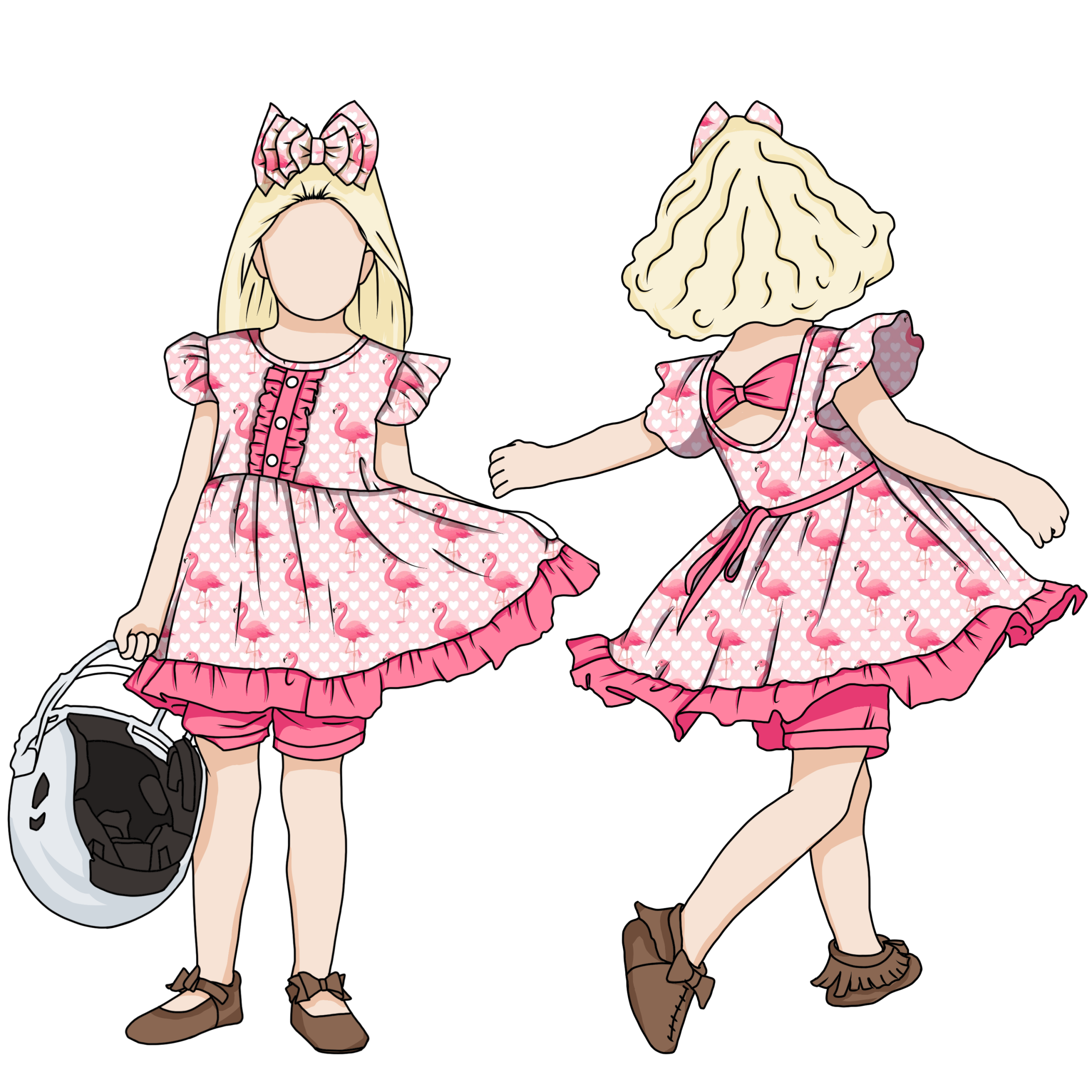 Super Quality Low Price Ruffle Sleeve Front Buttons Bow Back Girl Dress Matching Shorts for Kids - Image 4