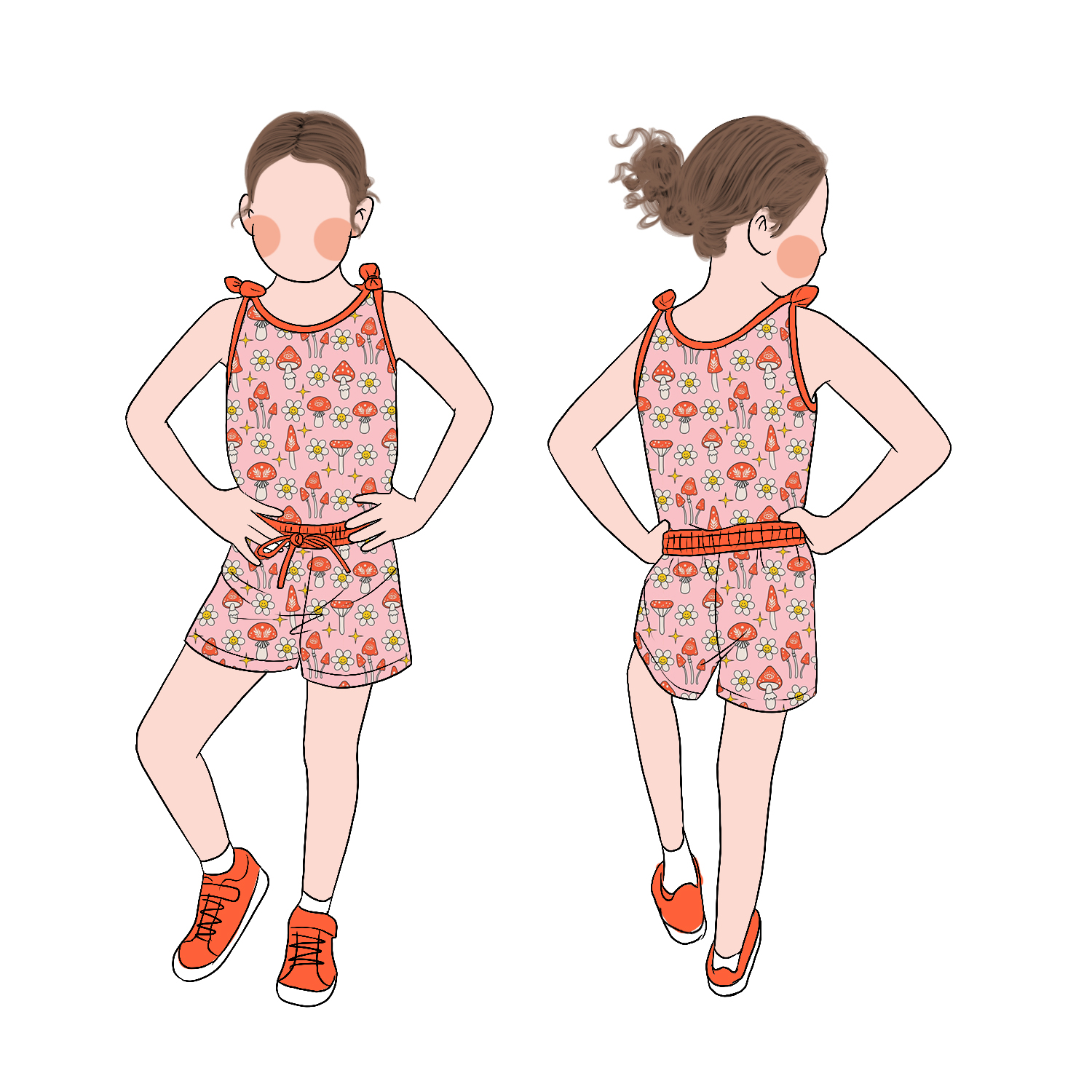 High Quality Girls Tank Sleeveless Top Shorts Romper Bow Shoulder Strap Summer Outdoor Play Romper - Image 5