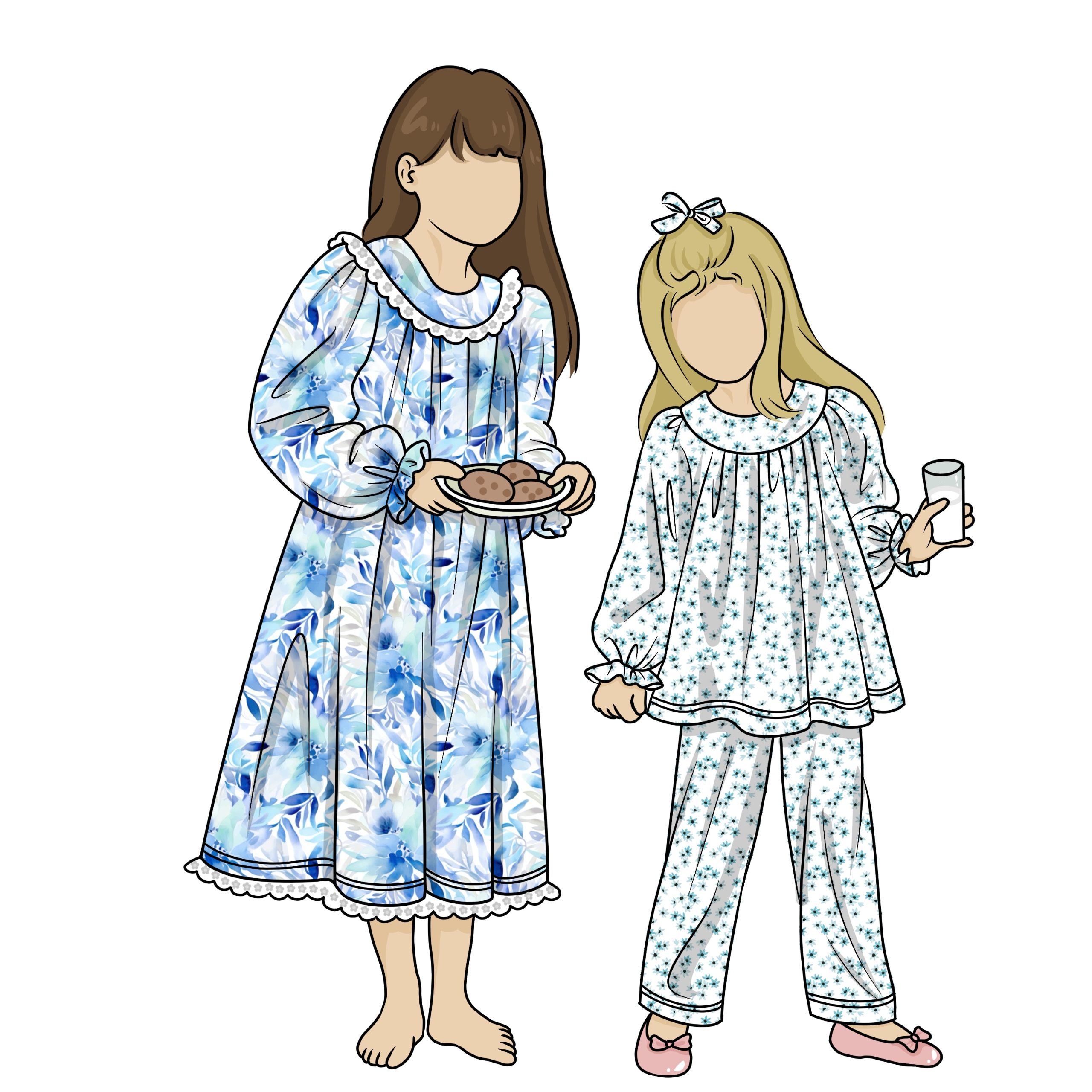 High Quality Popular Custom Printed Long Sleeve Shirt and Pant Baby Girls Clothing Sets Kids Night Wear Girls Nightgown