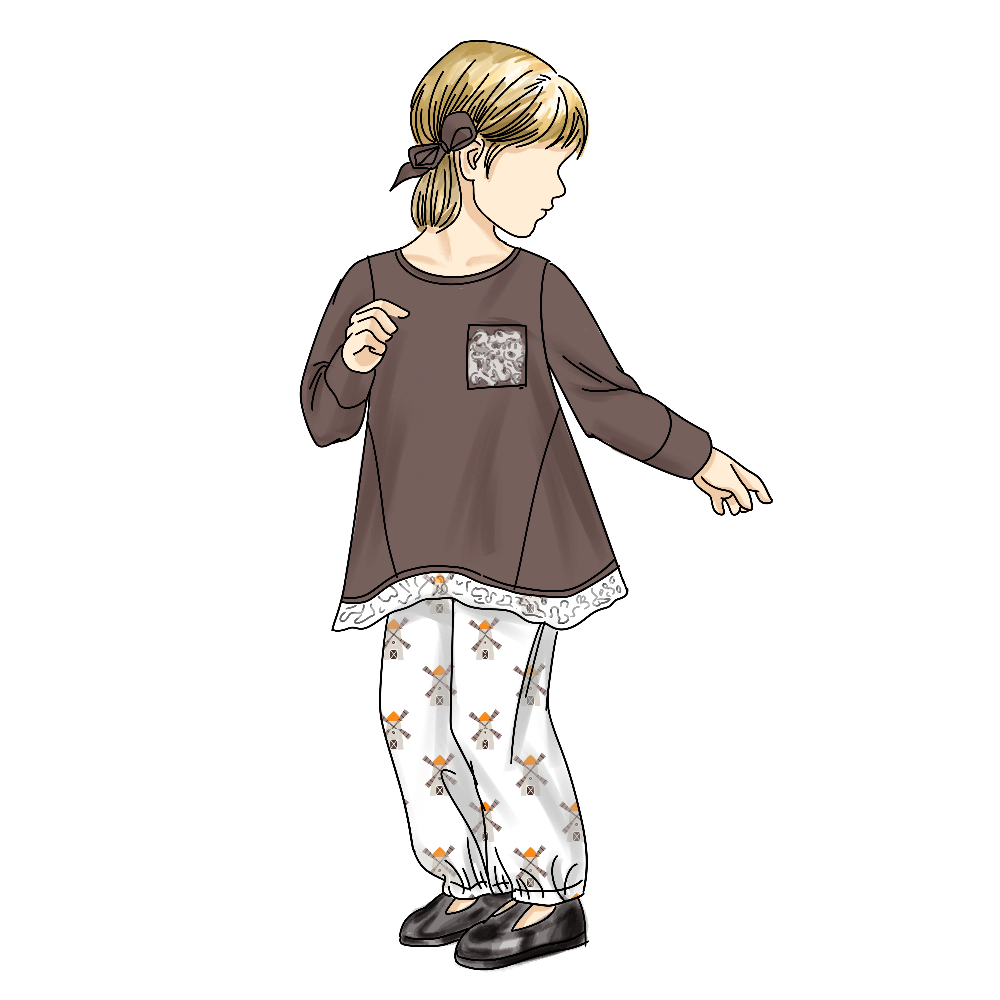 Custom Popular Solid Color Long Sleeve Knit Princess Girls Clothing Set Front Heart Pocket Casual Print Style for Summer Spring - Image 5