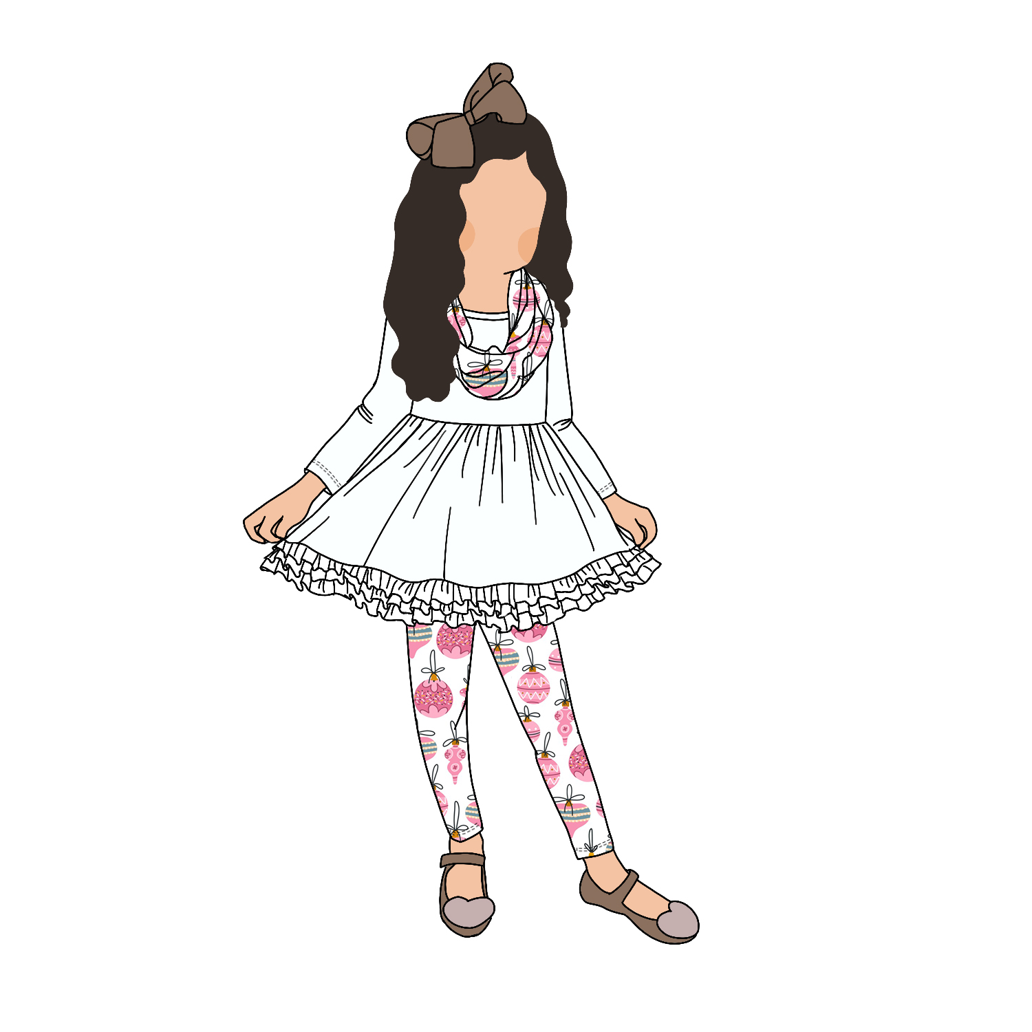 Custom 2pcs Brushed Milk Silk Ruffle Solid Color Dress and Leggings Pant Children Baby Girls Clothing Set for Adults - Image 4