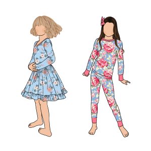 Factory Direct Sales 2pcs Bamboo Sister Clothing Set Autumn Floral Twirl Baby Girls Skirt Dress