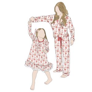 New Arrival Custom Long Sleeve Custom Print Mommy and Me Casual Party Family Matching Outfits Girls Night Gown Mommy Pajamas