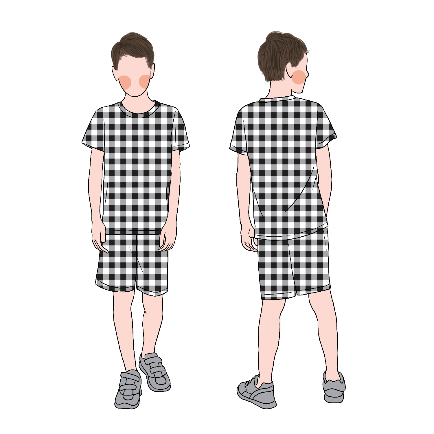 Hot Selling Custom Fashionable Summer 2pcs Kids Outfits Plaid Short Sleeves T-Shirt With Shorts Pant Boy Clothes Clothing Set - Image 3