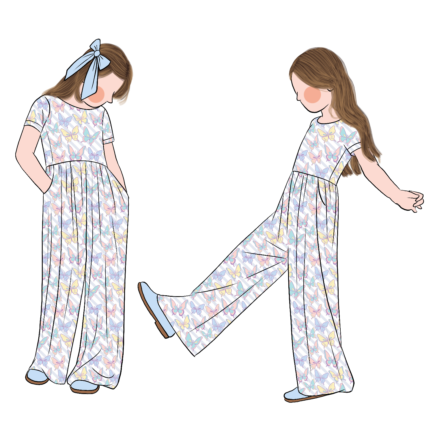 Wholesale Causal Comfortable Girls Flower Printed Short Sleeves Leggy Romper with Side Pockets for Kids Girls - Image 4