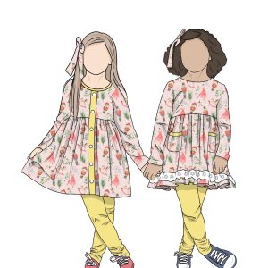 New Style Low Price Spring Autumn Custom Pattern Printed Front Buttons Lace Tunic Set Baby Girls Clothing Sets