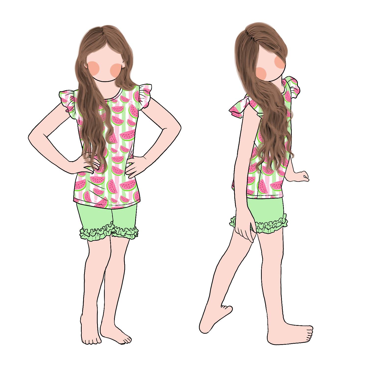 Good Quality Promotional Fashion Girls Flutter Sleeves Top and Ruffle Shorts Unique Design Summer Clothing Set - Image 5